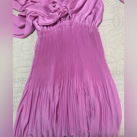 NEW Ramy Brook Zaylee Knotted Bodice Pleated Gown Sz S Pink Plunging Neckline - Picture 8 of 11